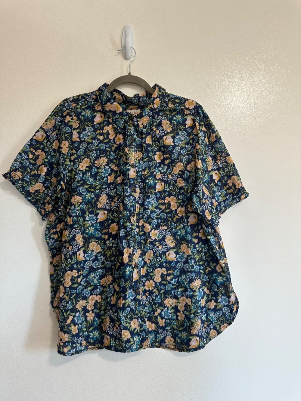 Pilcro The Aly Puff-Sleeve Blouse, Blue Floral, Size XL - Picture 5 of 9